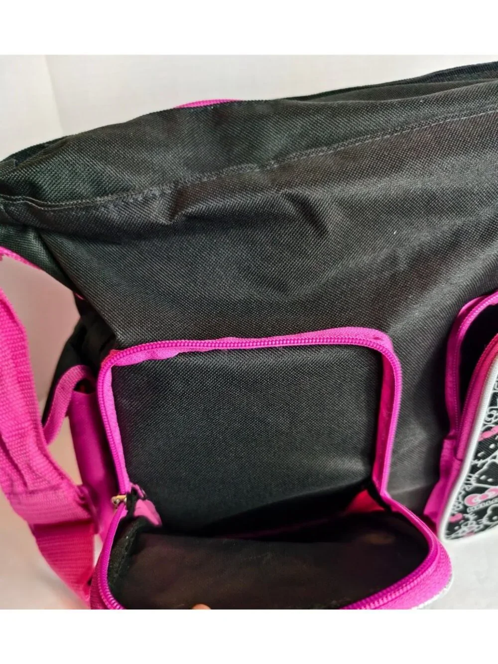 Hello Kitty School Messenger Bag Big Face Adjust Pink Strap Multi Compartments